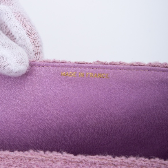 CHANEL VINTAGE SMALL PINK TWEED CLASSIC SINGLE FLAP BAG (2014) - Picture 9 of 14